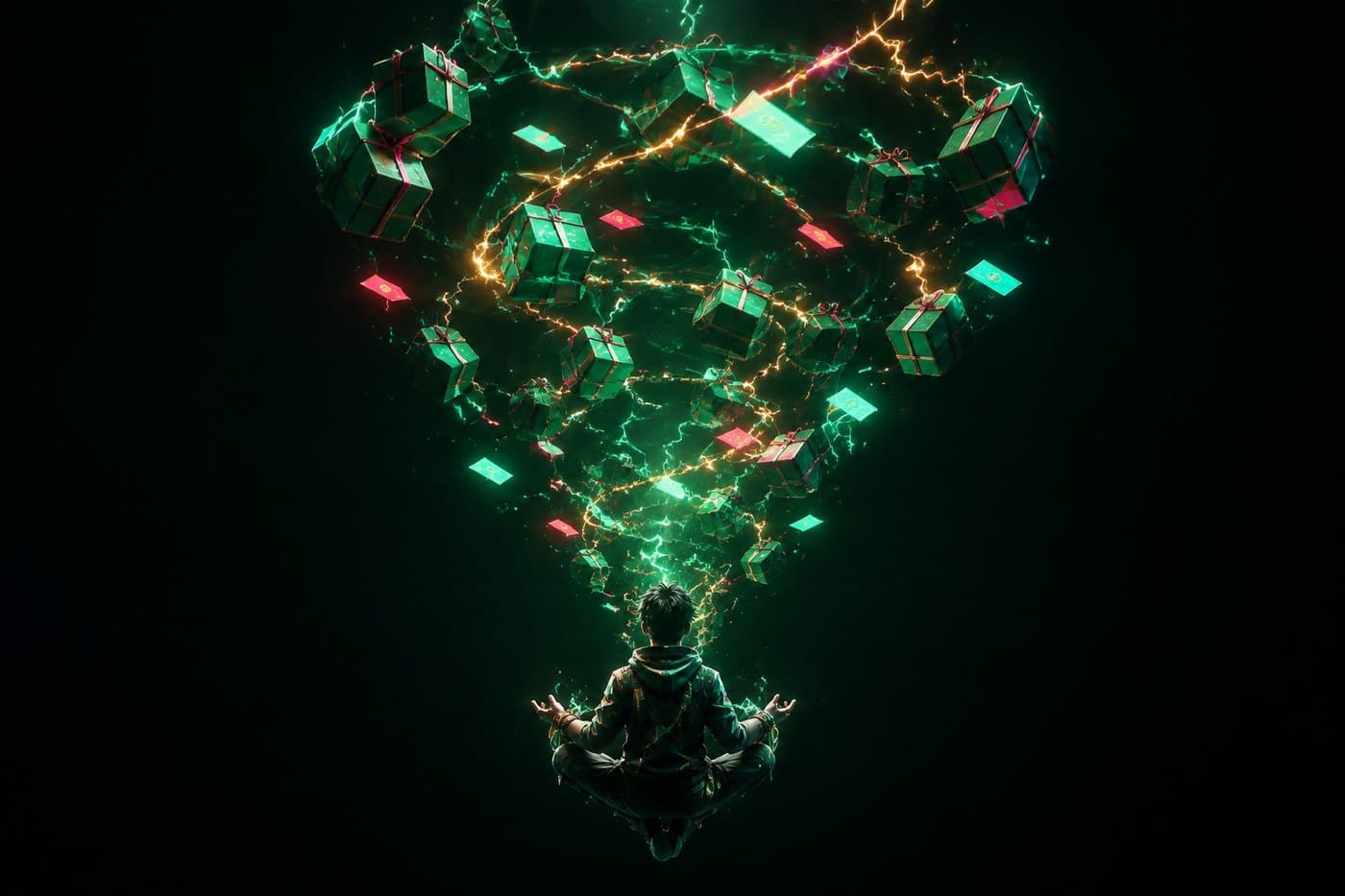 金色雷劫落下，雷是包裹与订单卡组成的